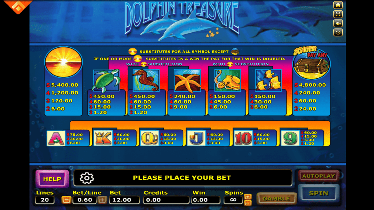 Dolphin Treasure pay lines